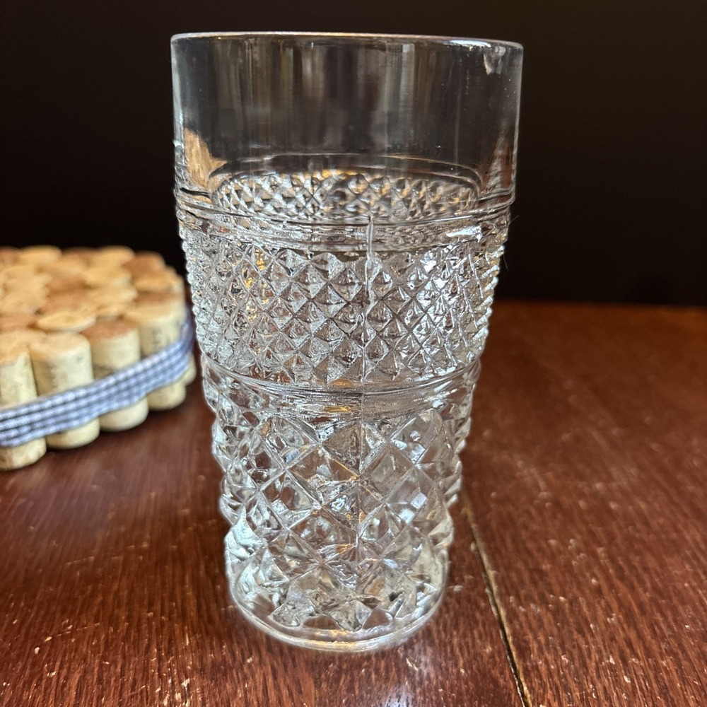 Vintage Anchor Hocking Wexford Diamond Clear Tumbler 6"